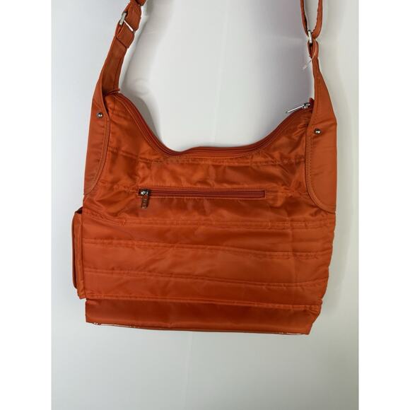 LUG CABLE CAR Purse Sunset Orange Quilted Crossbody Bag Purse Messenger RFID NEW - Picture 6 of 11